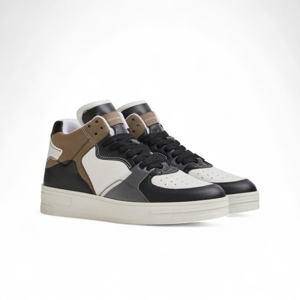 Bershka High Top Sneakers in Black & Khaki Men’s 10.5